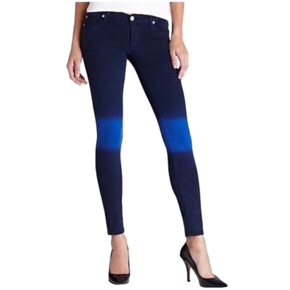Hudson Black Blue Krista Super Skinny Ombre Jeans